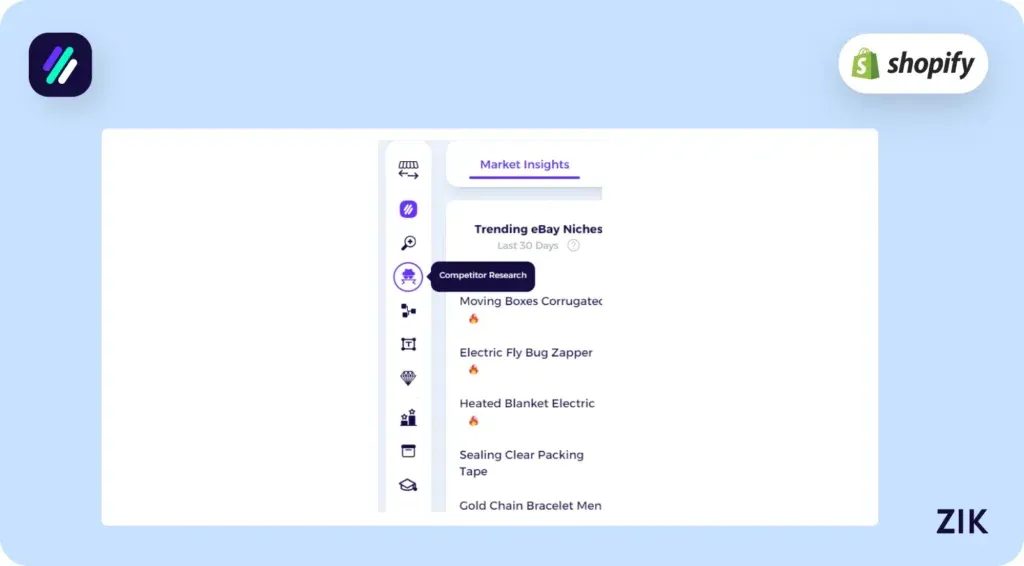 Access the Shopify Sales Tracker tool from your ZIK Analytics account