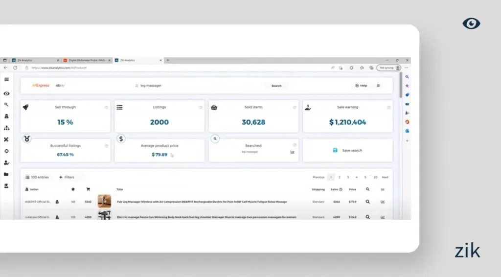 Leg Massager Zik Analytics Data