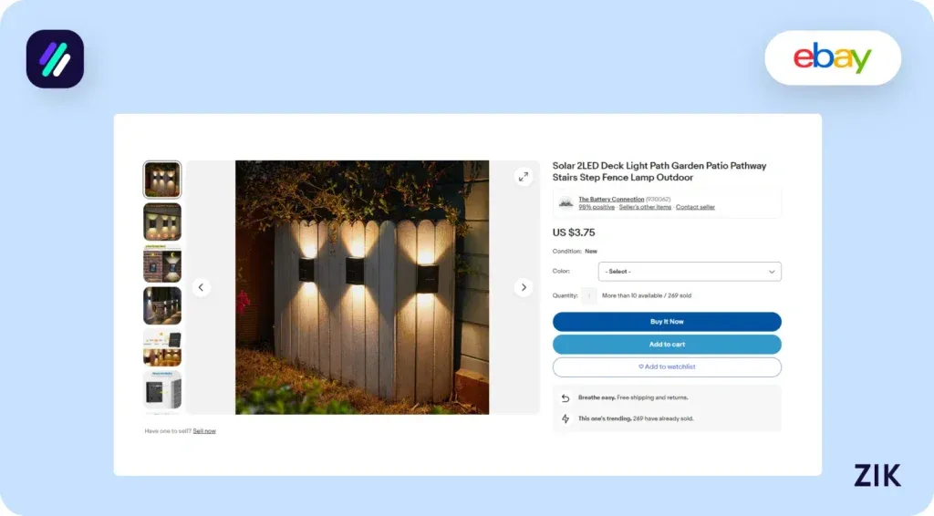 Solar Light eBay Listing