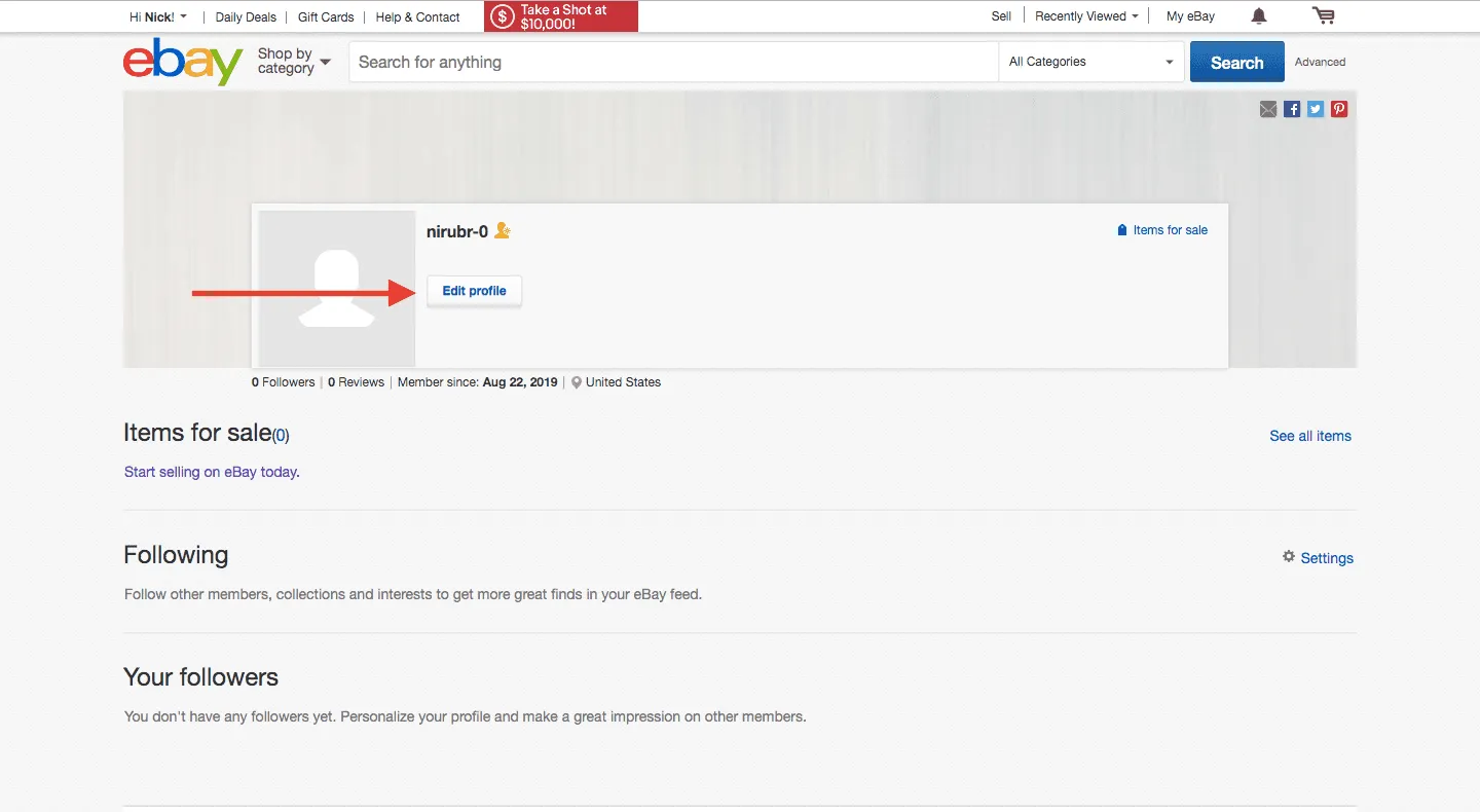 click “edit profile.”