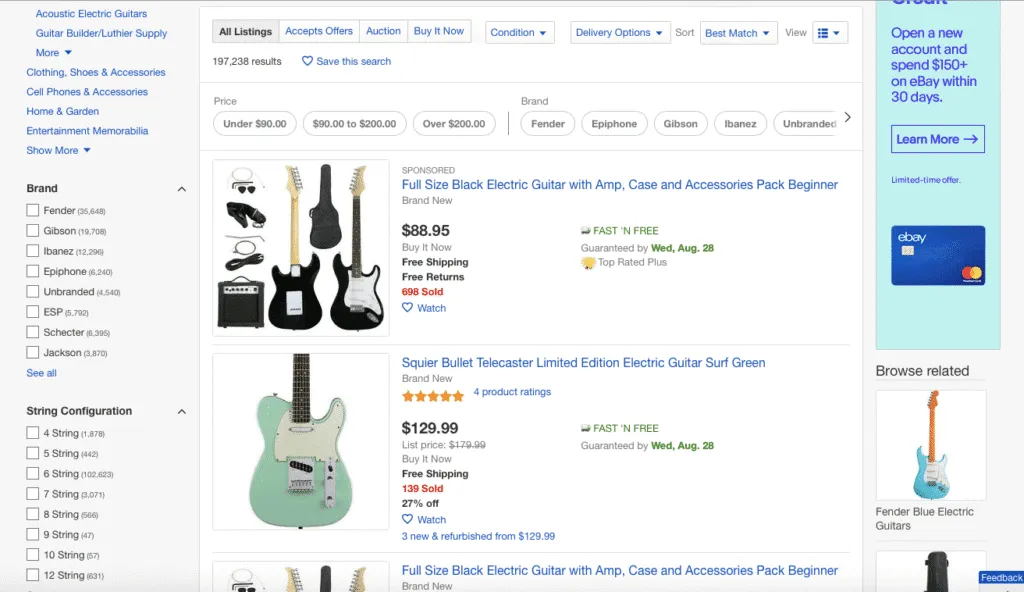 eBay’s search function