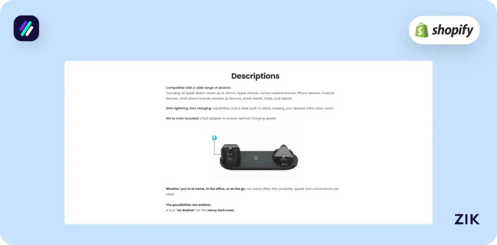 wireless stand product description