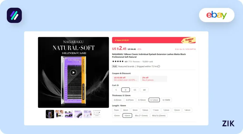 Aliexpress product is sold for $2.45