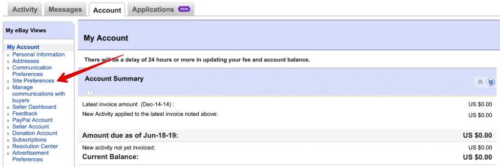 Click On “Site Preferences”