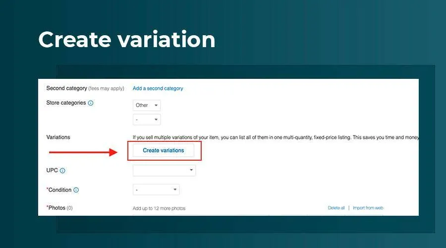 Click on the “Create variations”