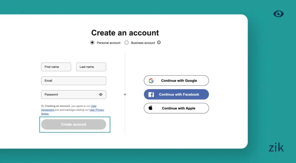 Create an eBay account