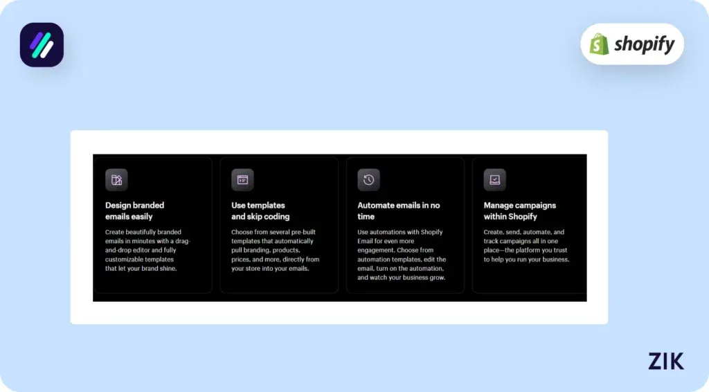 Shopify Email has built-in copy