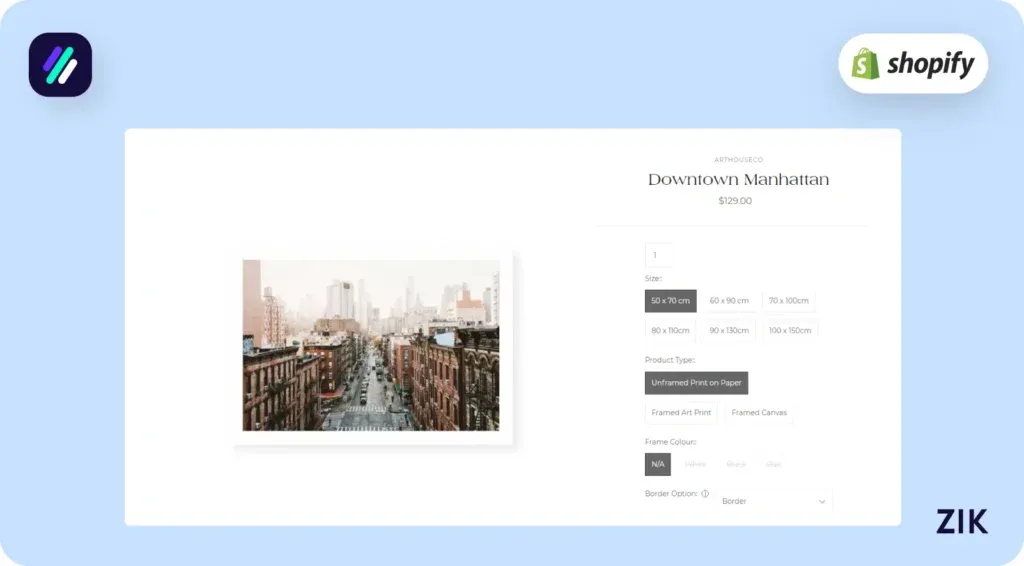 best-selling item is a print of Downtown Manhattan