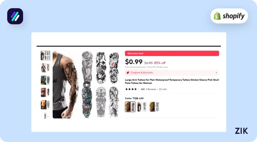 product sold 22 times on Aliexpress