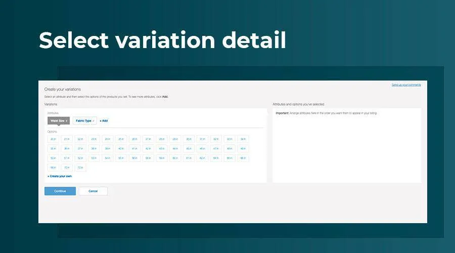 select variation detail