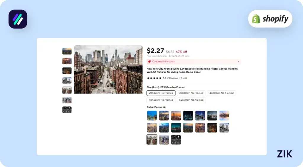 similar print on Aliexpress