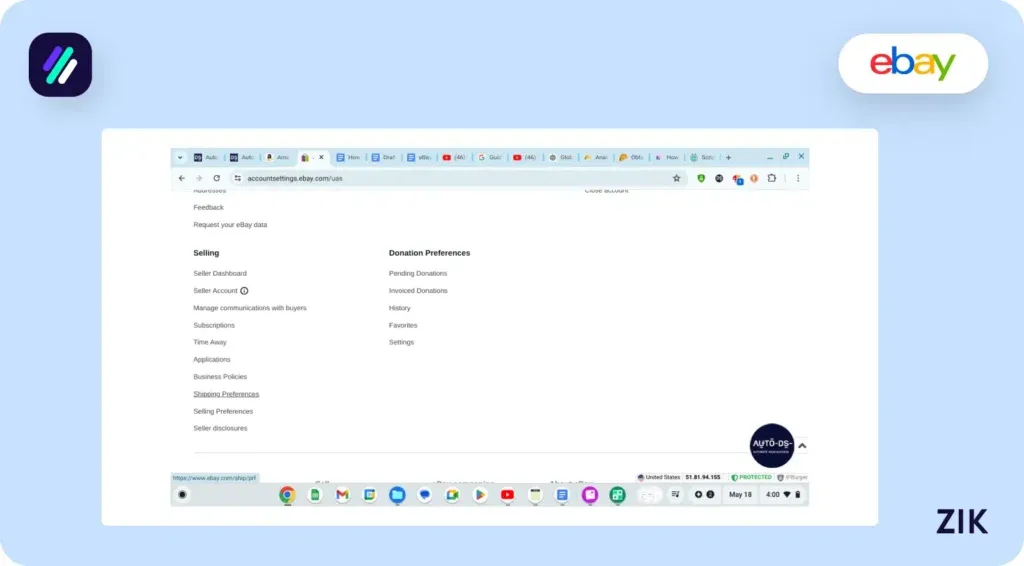 Check your shipping preferences