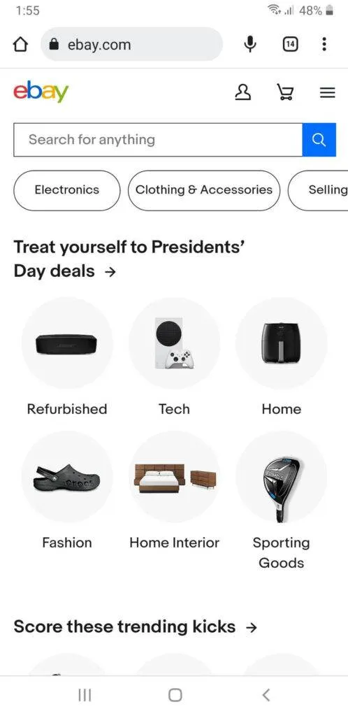 Visit the eBay website