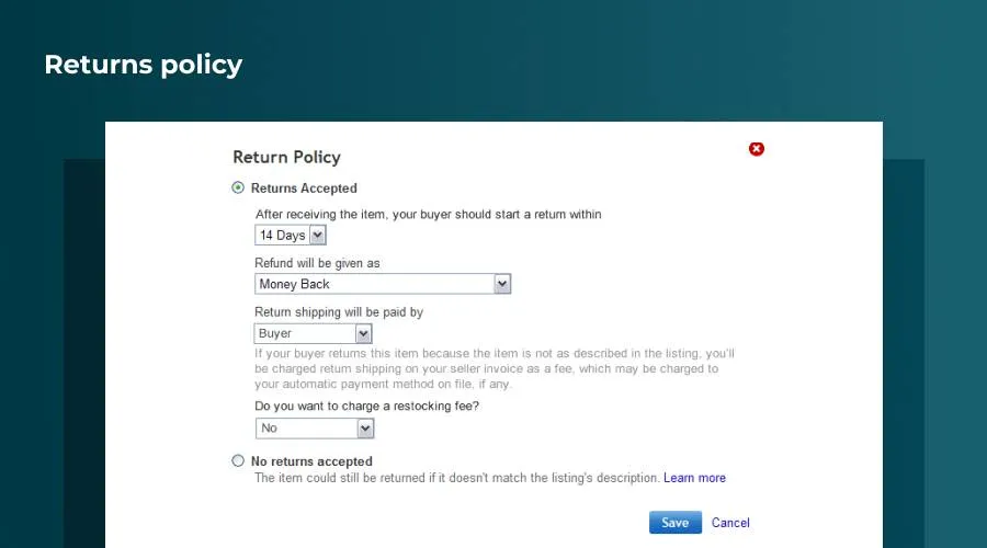 What are the policies in returning items on ebay