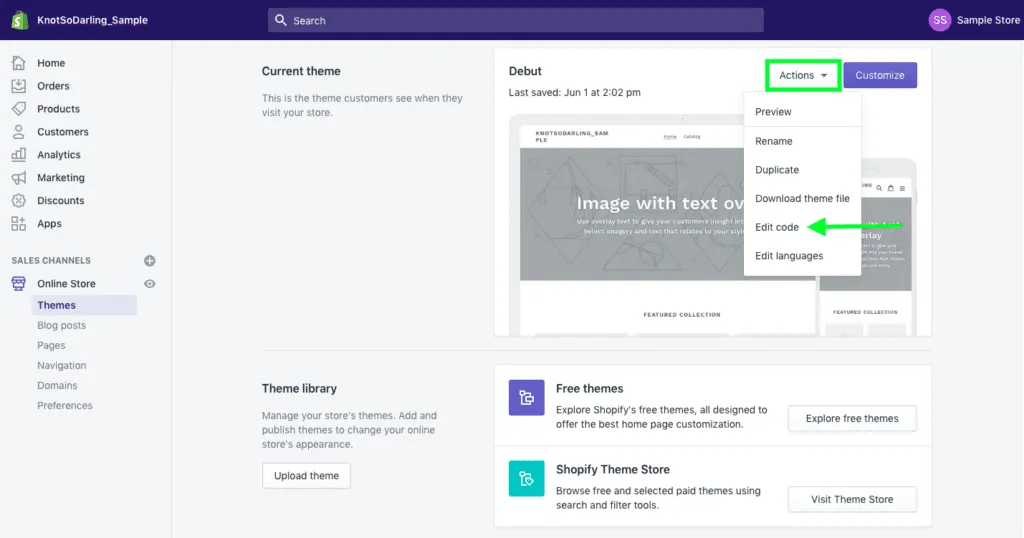 click ‘Edit code’
