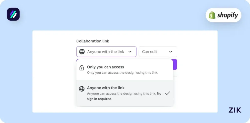 copy a shareable template link by giving your customers