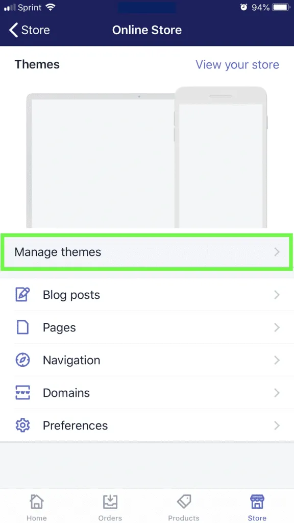manage themes mobile