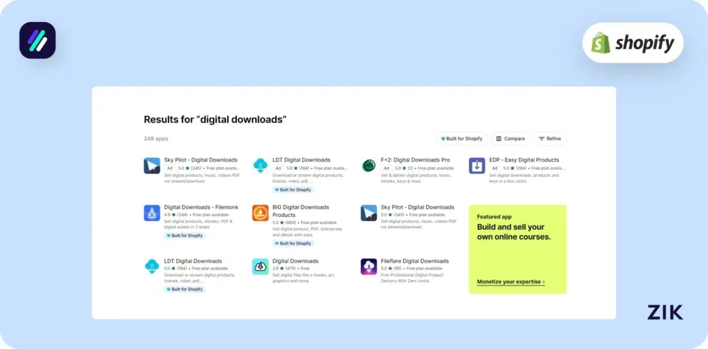 select the app that enables you to sell digital products