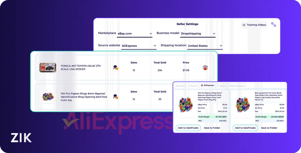 Best Aliexpress to eBay dropshipping tool ZIK Analytics