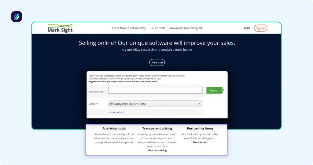 Best eBay Sales Trackers MarkSight platform