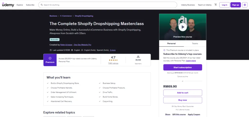 Dropshipping course created by Robin and Jesper