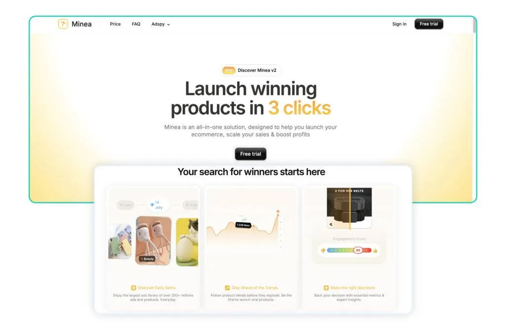 WinningHunter alternatives and competitors Minea platform