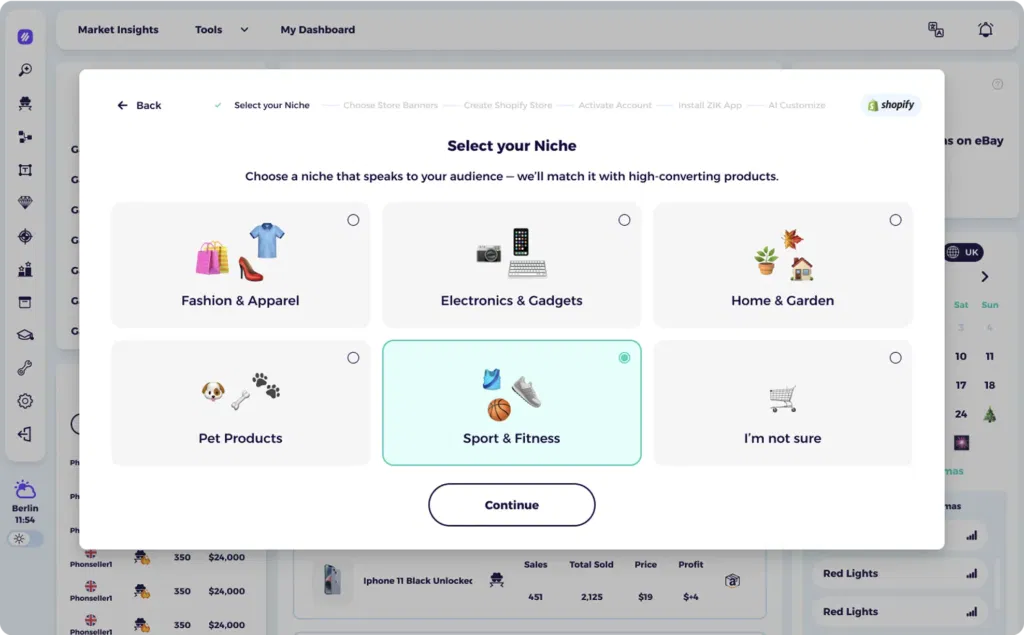 ZIK Analytics dropshipping website builders
