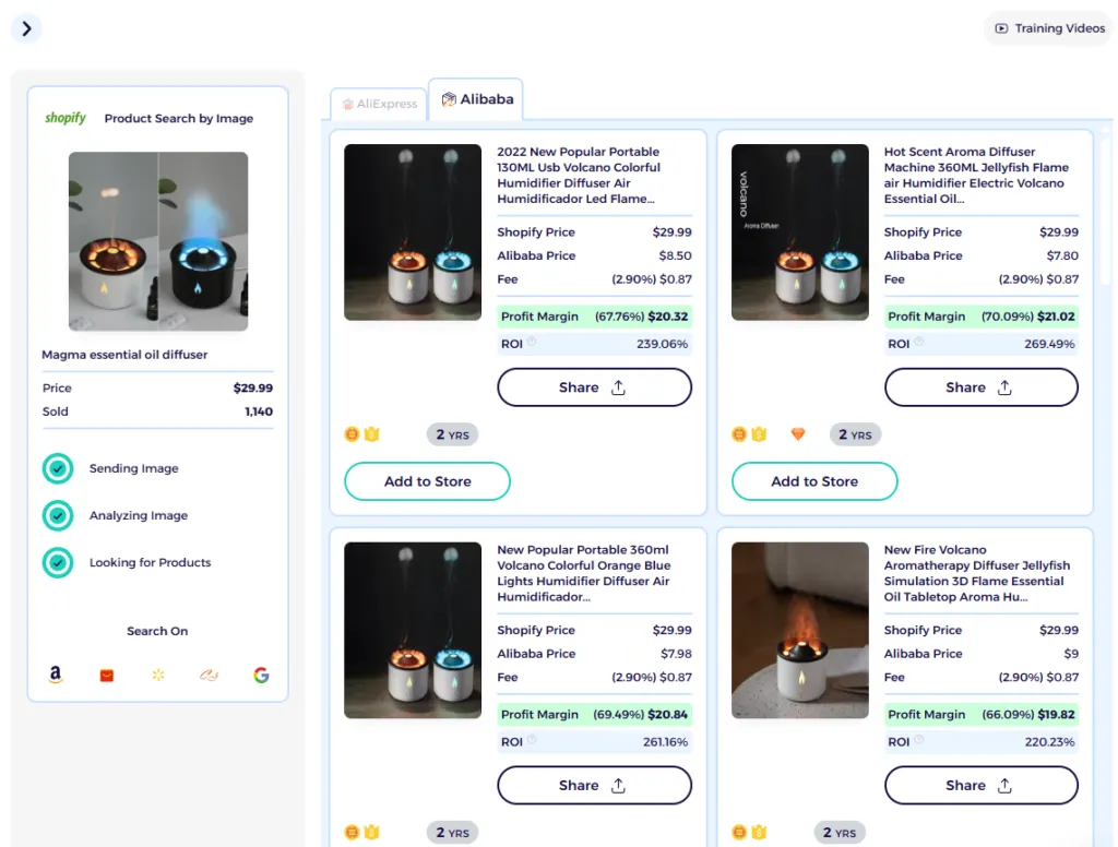 ZIK analytics supplier matching alibaba to shopify