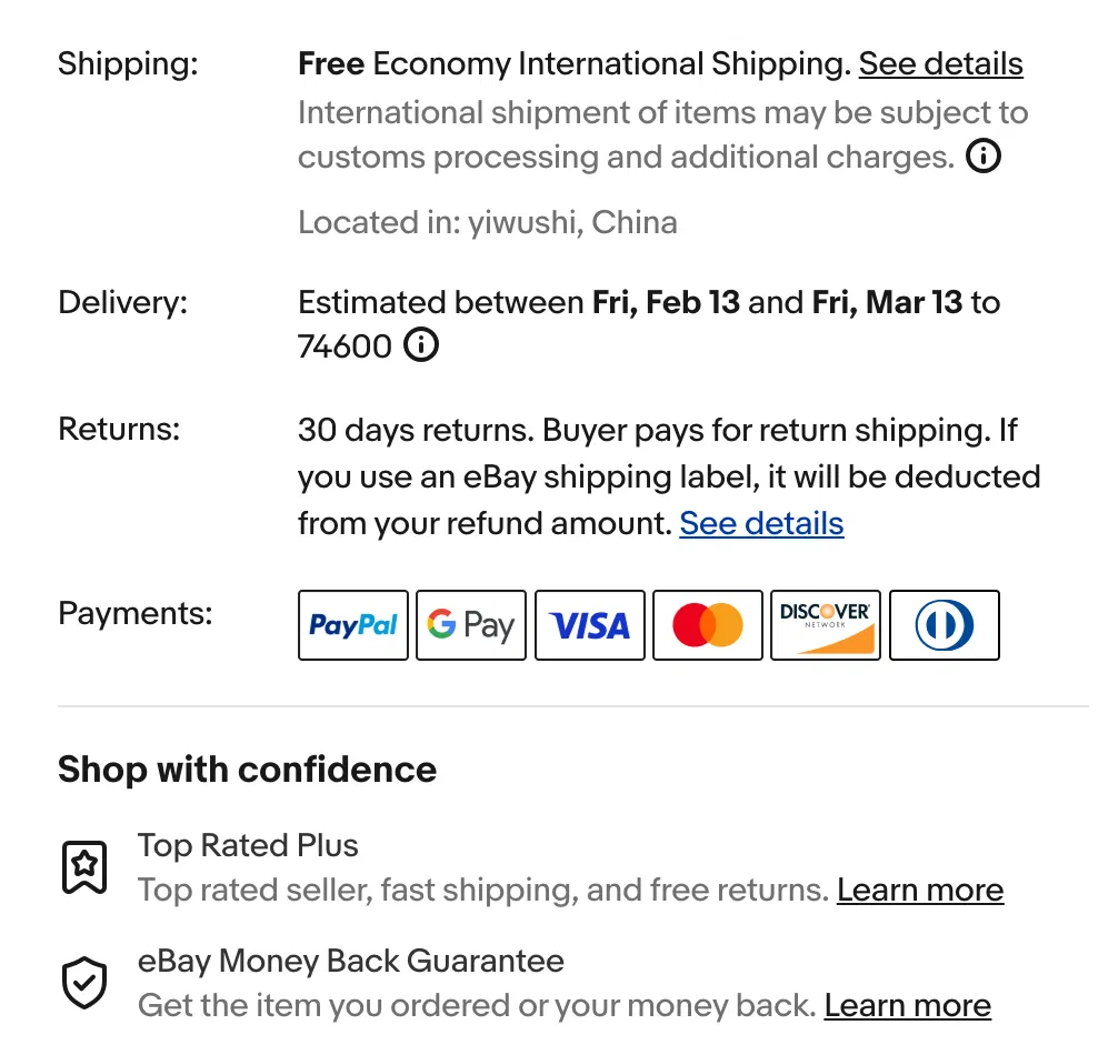 analyze shipping and return terms