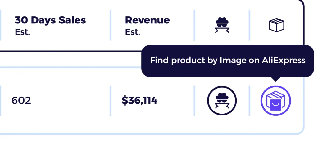 click aliexpress logo to find the potential aliexpress supplier of a product to assess profitability
