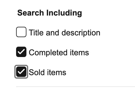 completed and sold listings