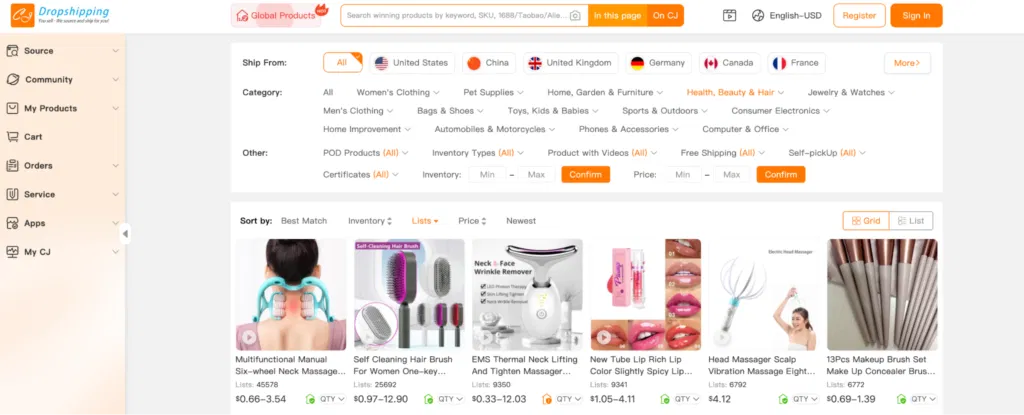dropshipping cosmetics suppliers cj dropshipping chinese supplier