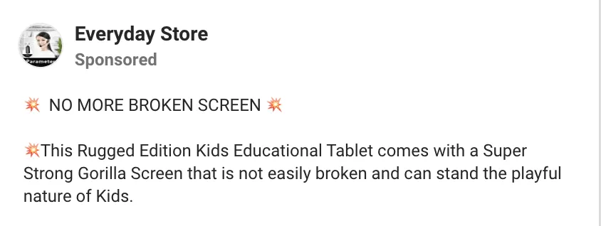 dropshipping tip on observing the emphasize of competitor's ads on their products