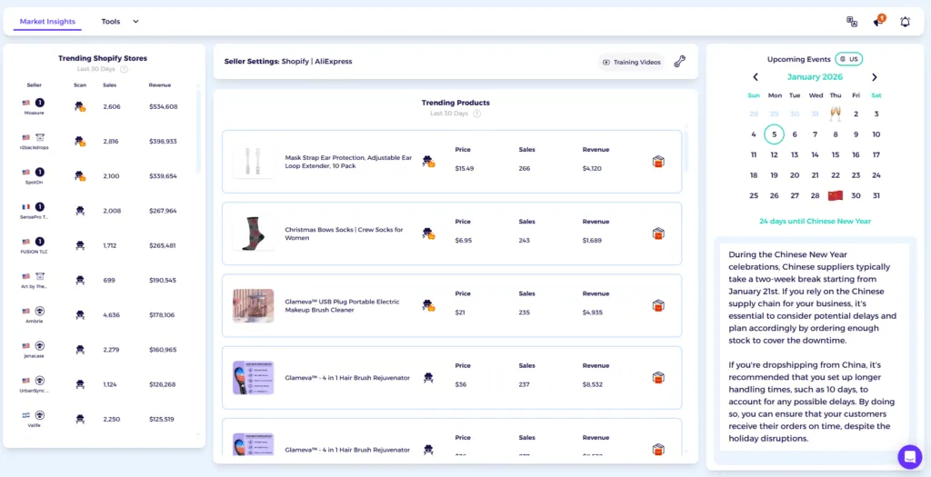 dropshipping tips in dropshipping product research using ZIK Analytics trending products section
