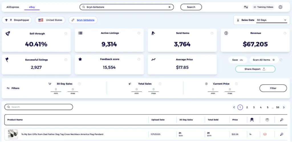 ebay competitor research tool on selling jewelry on ebay