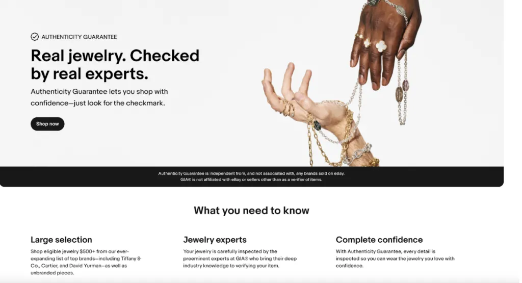 ebay jewelry authenticity guarantee