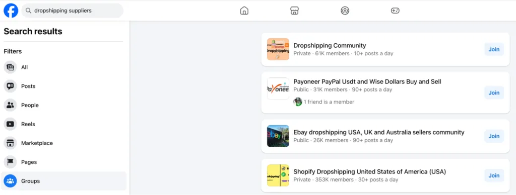 find dropshipping suppliers facebook
