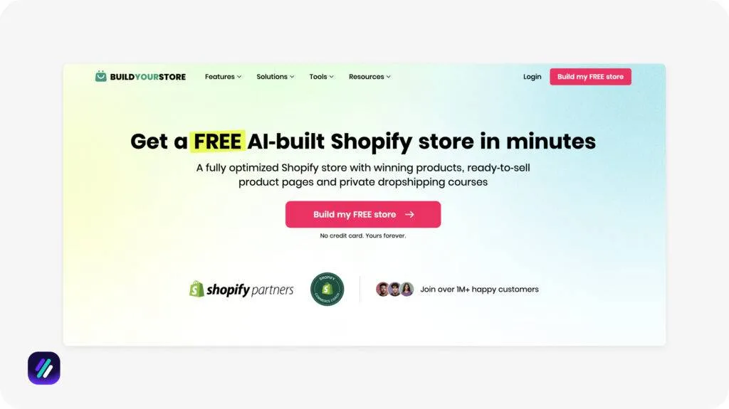 one of the best dropshipping software for store creation is Build Your Store (Shopify AI Builder)