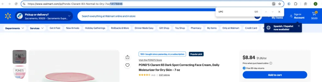 product ID or UPC on walmart for ebay product research