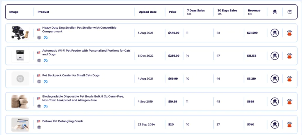 product explorer on profitable shopify products found