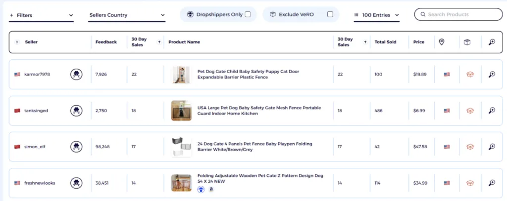 zik analytics ebay product list data